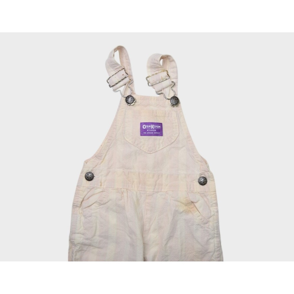 Vintage Oshkosh Overalls Kids 4T Striped Bibs Cotton Vestbak Made in USA